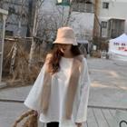 Oversized T-shirt With Knit Shawl