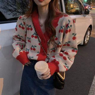 Cherry Jacquard Cropped Cardigan