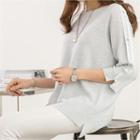 3/4-sleeve Faux-pearl Embellished Knit Top