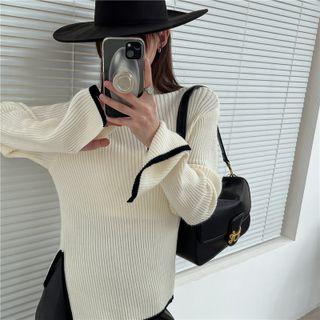 Contrast Trim Asymmetrical Top