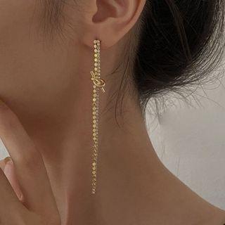 Knot Rhinestone Alloy Fringed Earring 1 Pair - Gold - One Size