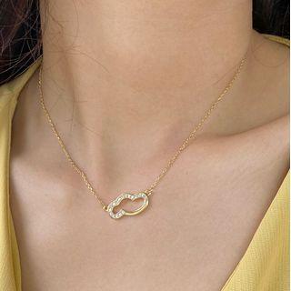 Rhinestone Cloud Necklace E132 - Silver - One Size
