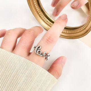 Love Lettering Alloy Open Ring Silver - One Size