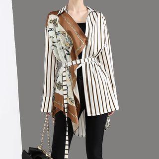 Striped Asymmetrical Long-sleeve Shirt