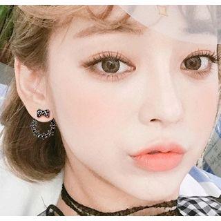 Rhinestone Bow & Hpop Earring As Shown In Figure - One Size