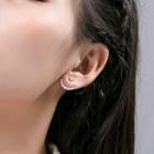 925 Sterling Silver Rhinestone Moon Stud Earrings Earring - One Size