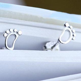 Footprint Ear Stud 1 Pair - Silver - One Size