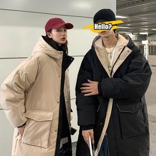Couple Matching Plain Long Padded Coat