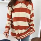 Knitted Striped Loose-fit Polo-shirt