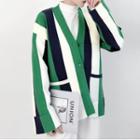 Color Block Pinstripe Cardigan Green - One Size