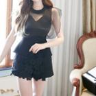Lace-panel Front Mini Skort
