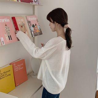 Drop-shoulder Lightweight Sheer Cardigan