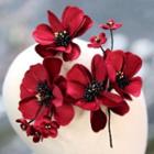 Set: Flower Hair Claw + Headpiece 2 Pcs - Hair Claw - Red - One Size / 1 Pc - Headpiece - Red - One Size