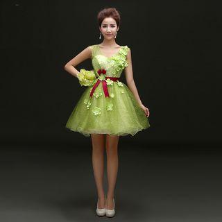 Floral Sleeveless Mini Prom Dress