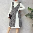 Set: Mock Neck Knit Pullover + Tweed Mock Two Piece Jumper Dress