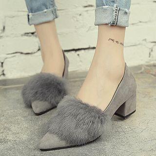 Furry Trim Pumps