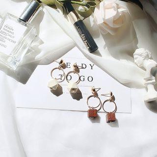 Wood Cube Earring