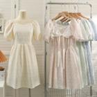Embossed Ribbon-back Mini Dress In 6 Colors