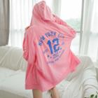 Lettering Dolman-sleeve Zip Hoodie