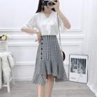 Asymmetric Checker A-line Mermaid Skirt Black - One Size