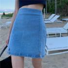High-waist Denim Straight-fit Skirt