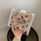 Set: Strawberry Print Pvc Crossbody Bag + Pouch