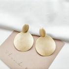 Disc Stud Earring 1 Pair - 925 Silver Stud - Brushed - Gold - One Size