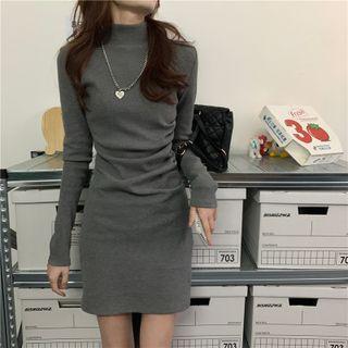 Long Sleeve Mock Neck Sheath Dress