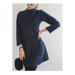 Round-neck Furry-knit Dress