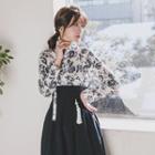 Modern Hanbok Floral Top & Maxi Skirt Set