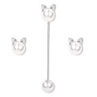 Faux Pearl Cat Brooch 1926 - Set Of 3 - Cat - One Size