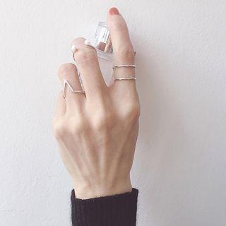 925 Sterling Silver V-shaped Open Ring Silver - One Size
