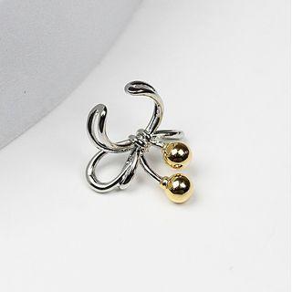 Knot Alloy Cuff Earring 1 Pc - Gold & Silver - One Size