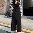 Long-sleeve Striped Top / Midi Overall Dress