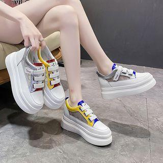 Patterned Color Block Platform Sneakers