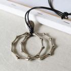 Geometric Hoop Alloy Pendant Cord Necklace Silver - One Size