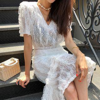 Lacy Plunge Neck Top