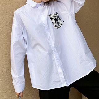 Set: Zebra Print Panel Shirt + Belt