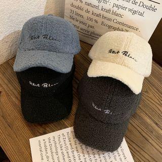 Lettering Print Fleece Chenille Baseball Cap