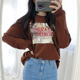 Petite Size Printed Loose-fit Pullover