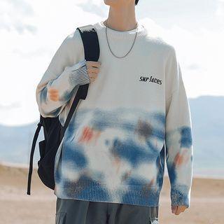 Couple Matching Tie-dye Long-sleeve Knit Top