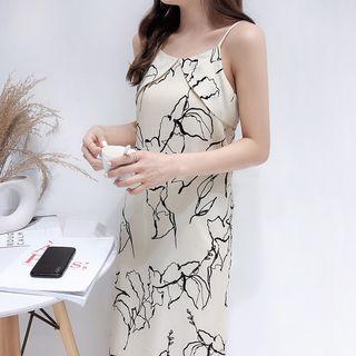 Floral Strappy Midi Dress White - One Size