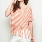 Fringed Stripe Short-sleeve T-shirt