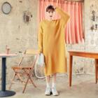Round-neck Colored Wool Blend Dress
