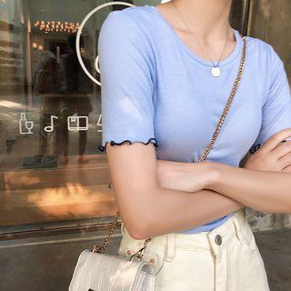 Frill Trim Plain Knit Top