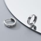 Lettering Sterling Silver Hoop Earring 1 Pair - Silver - One Size