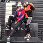 Couple Loose-fit Colorblock Hooded Pullover
