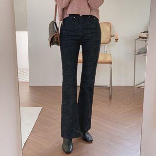 Unwashed Fleece Boot-cut Jeans