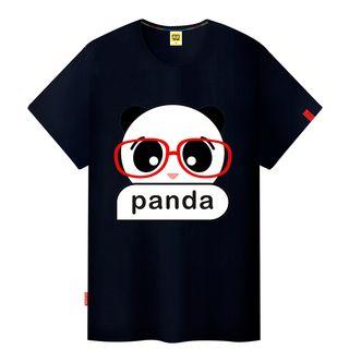 Couple Short-sleeve Cartoon Print Crewneck Slim T-shirt