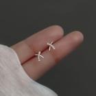 Cross Rhinestone Sterling Silver Earring Eh1365 - 1 Pair - Silver - One Size